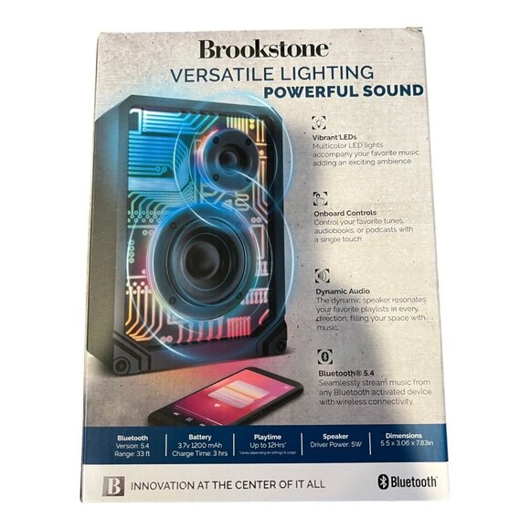 Brookstone Cyber Pro Wireless LED Portable Speaker Multicolored Bluetooth - Picture 3 of 7
